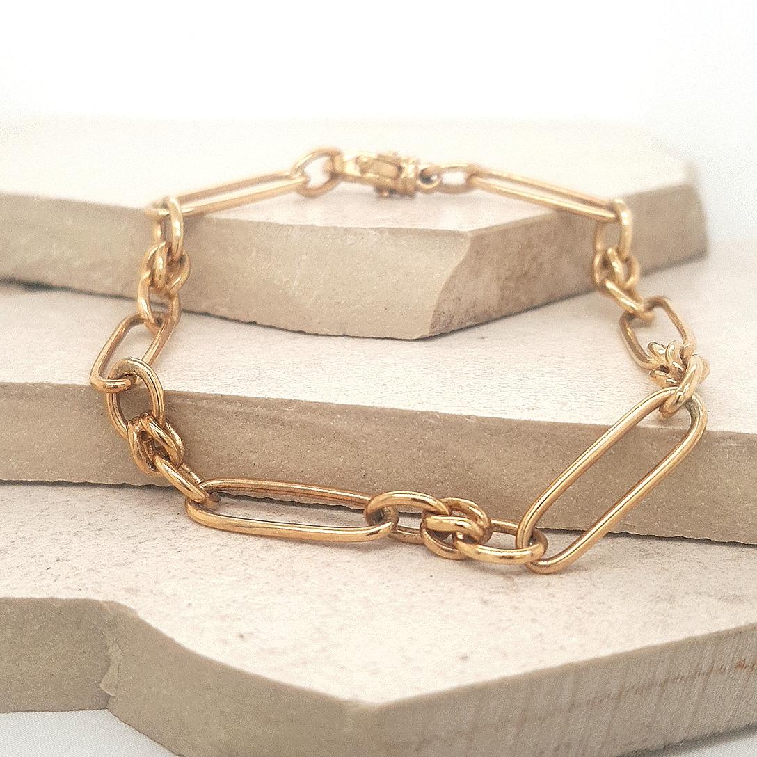 9ct Yellow Gold 1/3 Paperlink & Belcher Bracelet