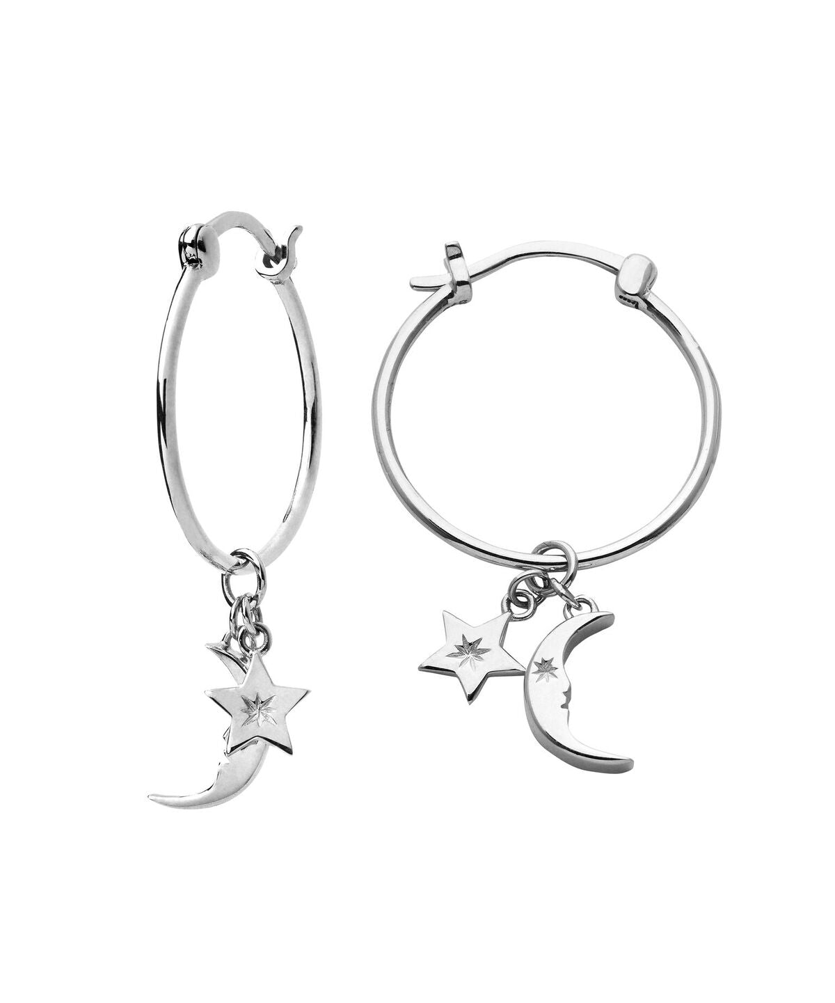 Karen Walker Sterling Silver Moon and Star Charm Hoop Earrings