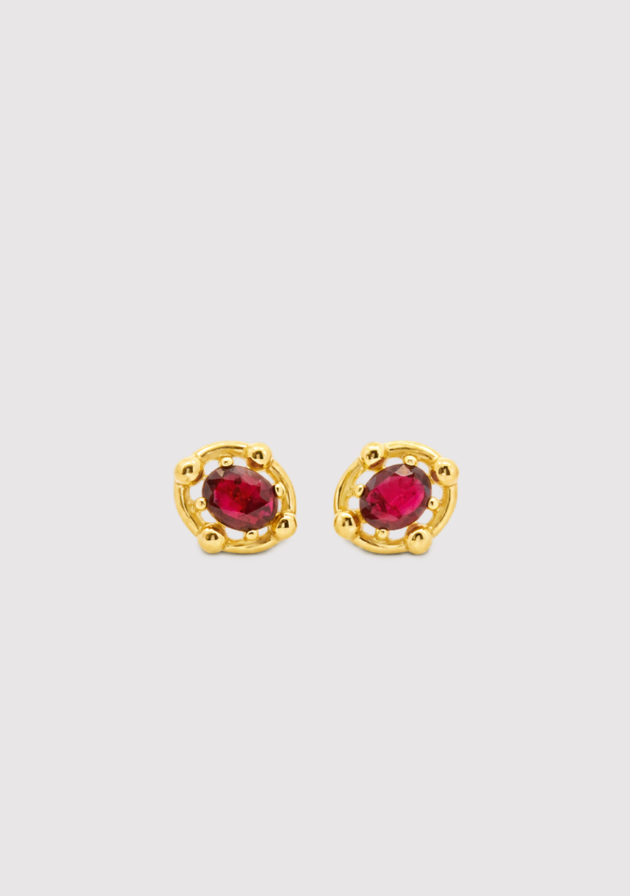 Ruby 9ct Yellow Gold Oval Ruby Claw Set Stud Earrings