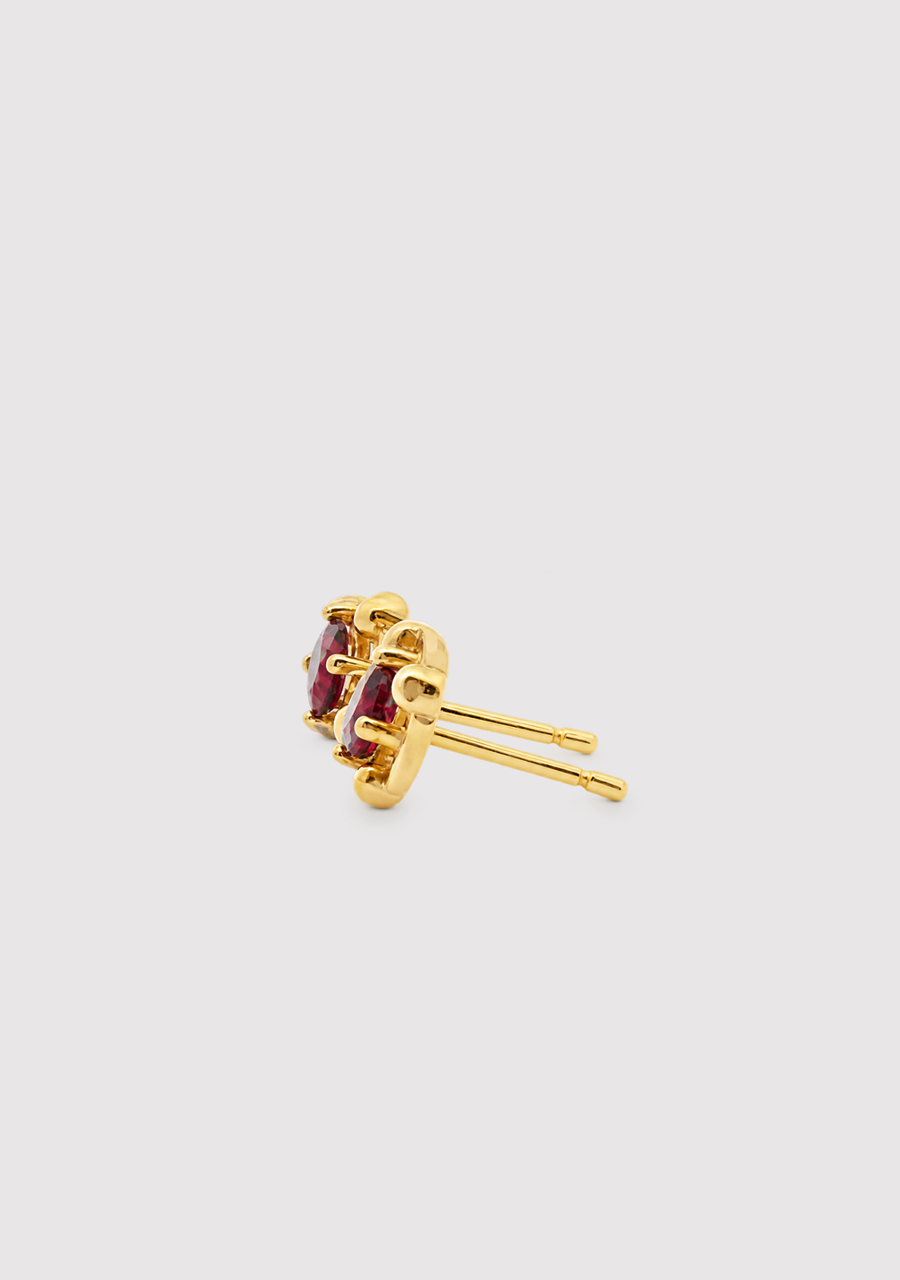 Ruby 9ct Yellow Gold Oval Ruby Claw Set Stud Earrings