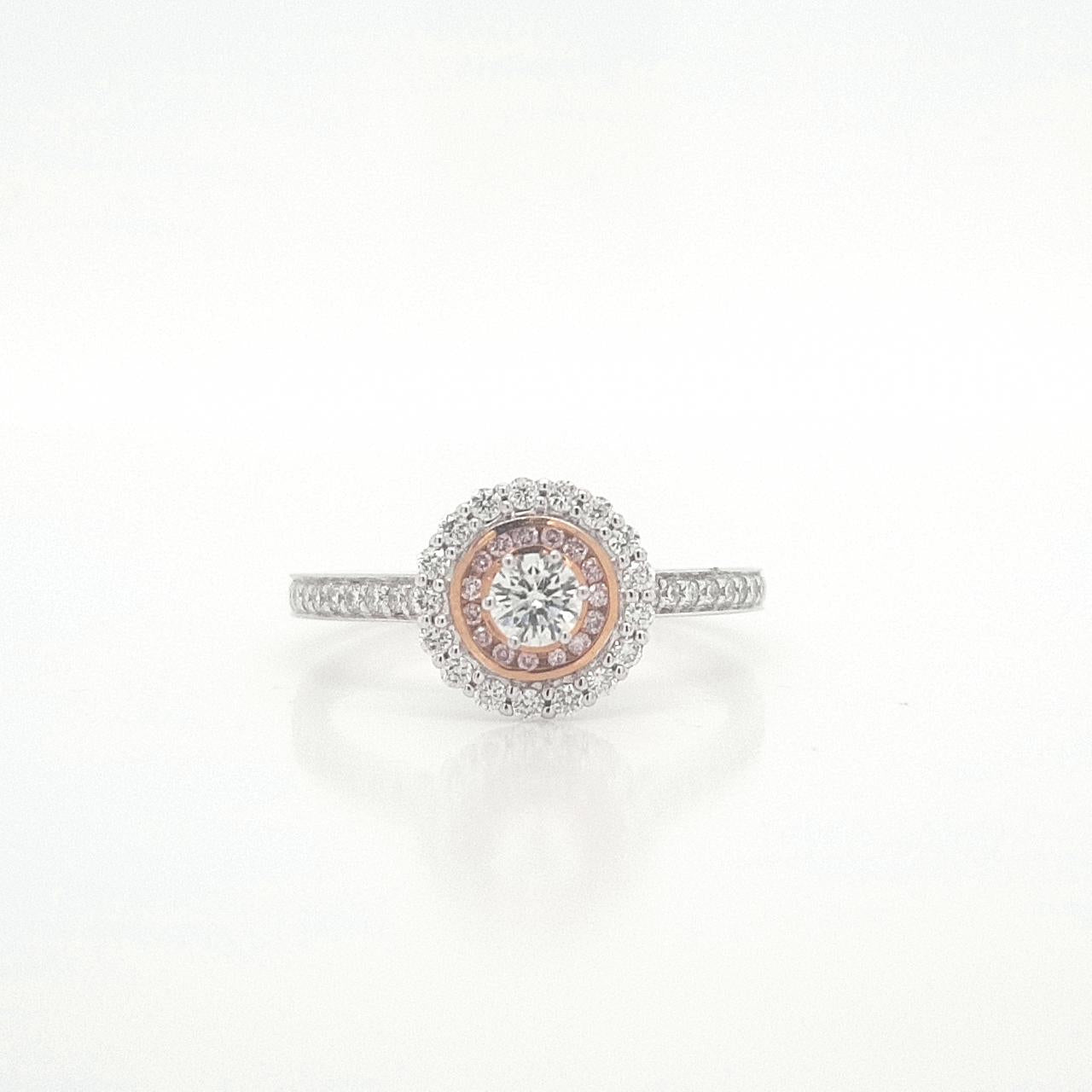 Pink Diamond & White Diamond 18ct White & Rose Gold Cluster Ring