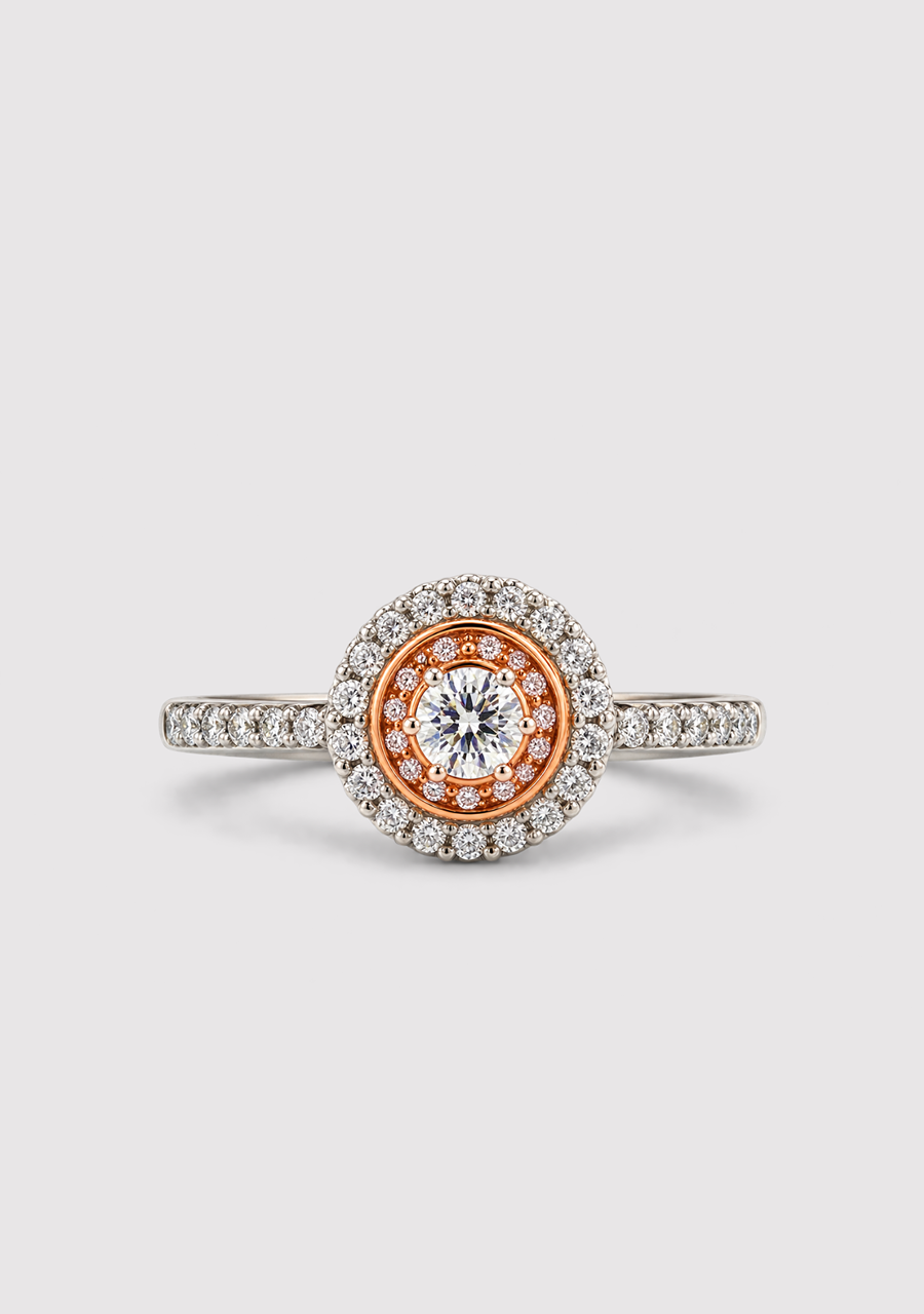 Pink Diamond & White Diamond 18ct White & Rose Gold Cluster Ring