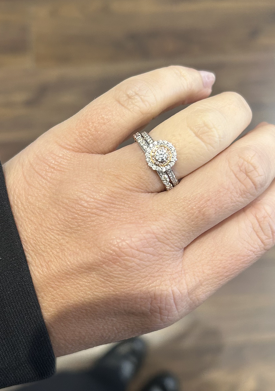 Pink Diamond & White Diamond 18ct White & Rose Gold Cluster Ring