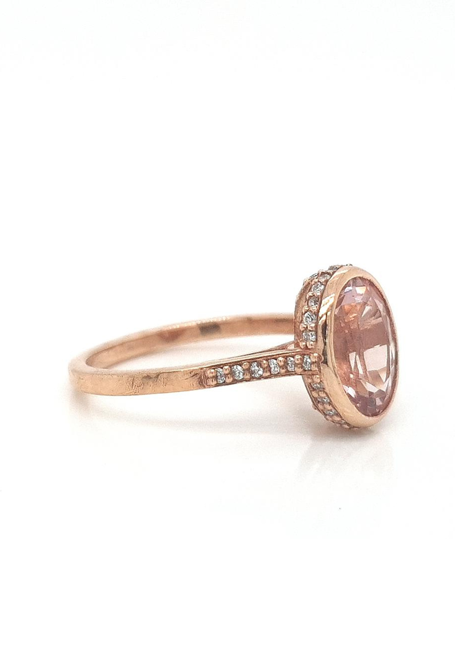 9ct Rose Gold Morganite & Diamond Ring