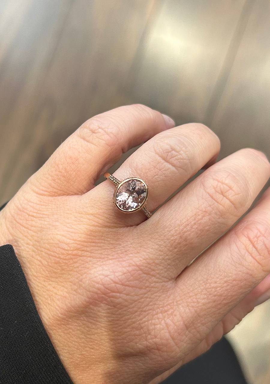 9ct Rose Gold Morganite & Diamond Ring