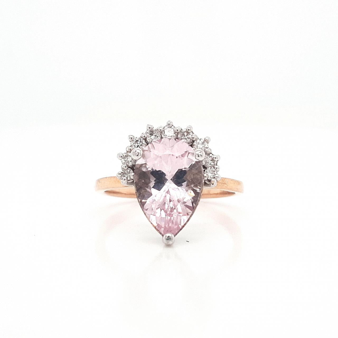 Morganite & Diamond 9k Rose & White Gold Crown Ring