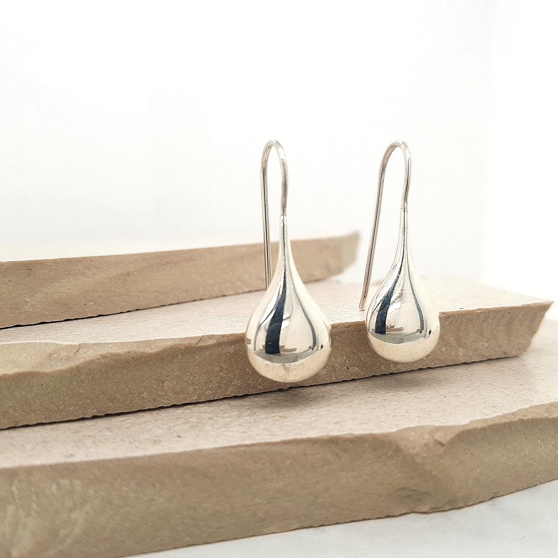 Sterling Silver 40mm Teardrop Hook Earrings