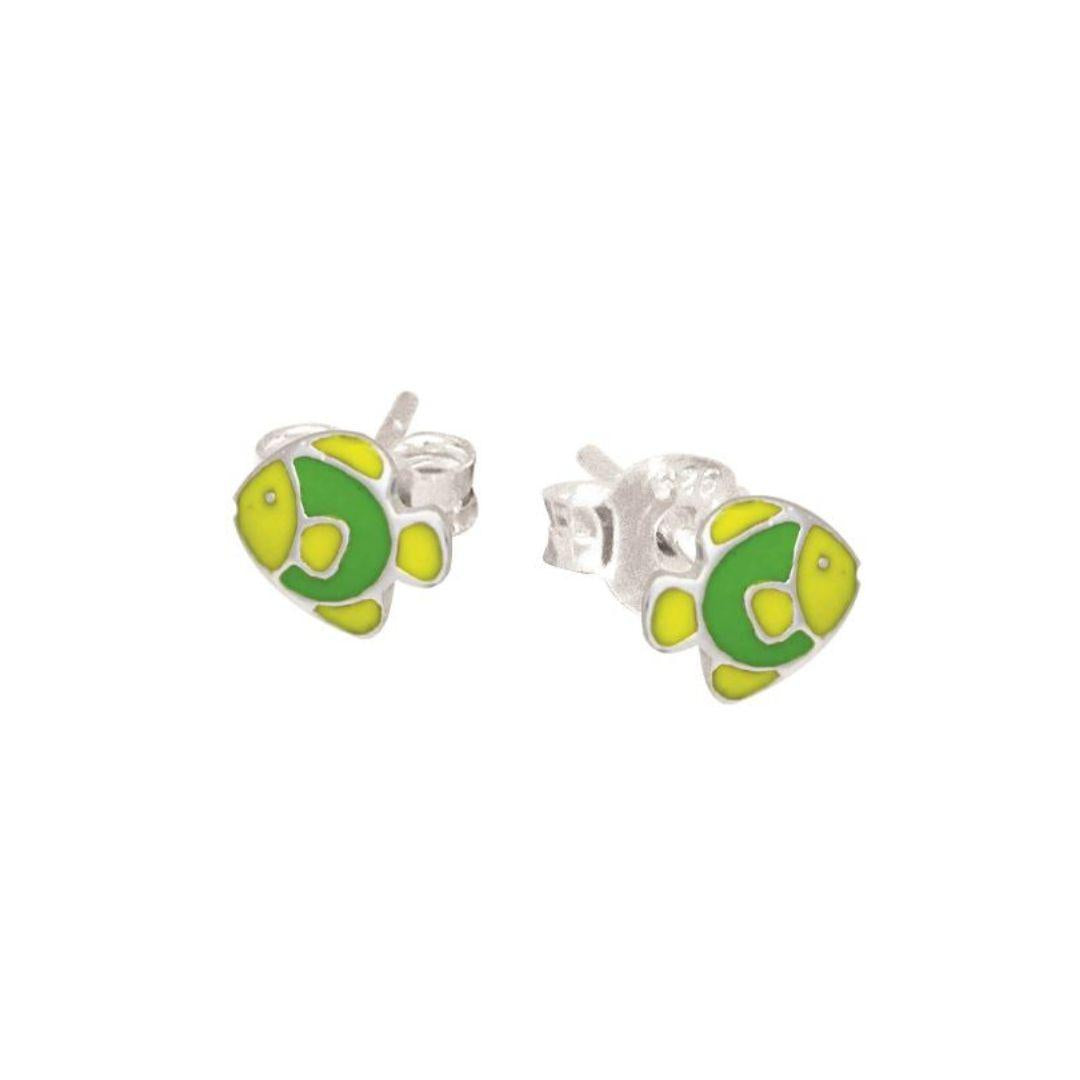 Children's Sterling Silver Enamel Fish Stud Earrings