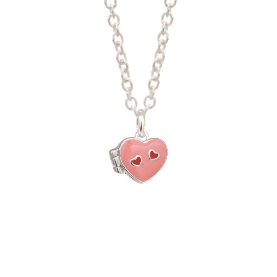 Children's Sterling Silver Pink Enamel Heart Locket