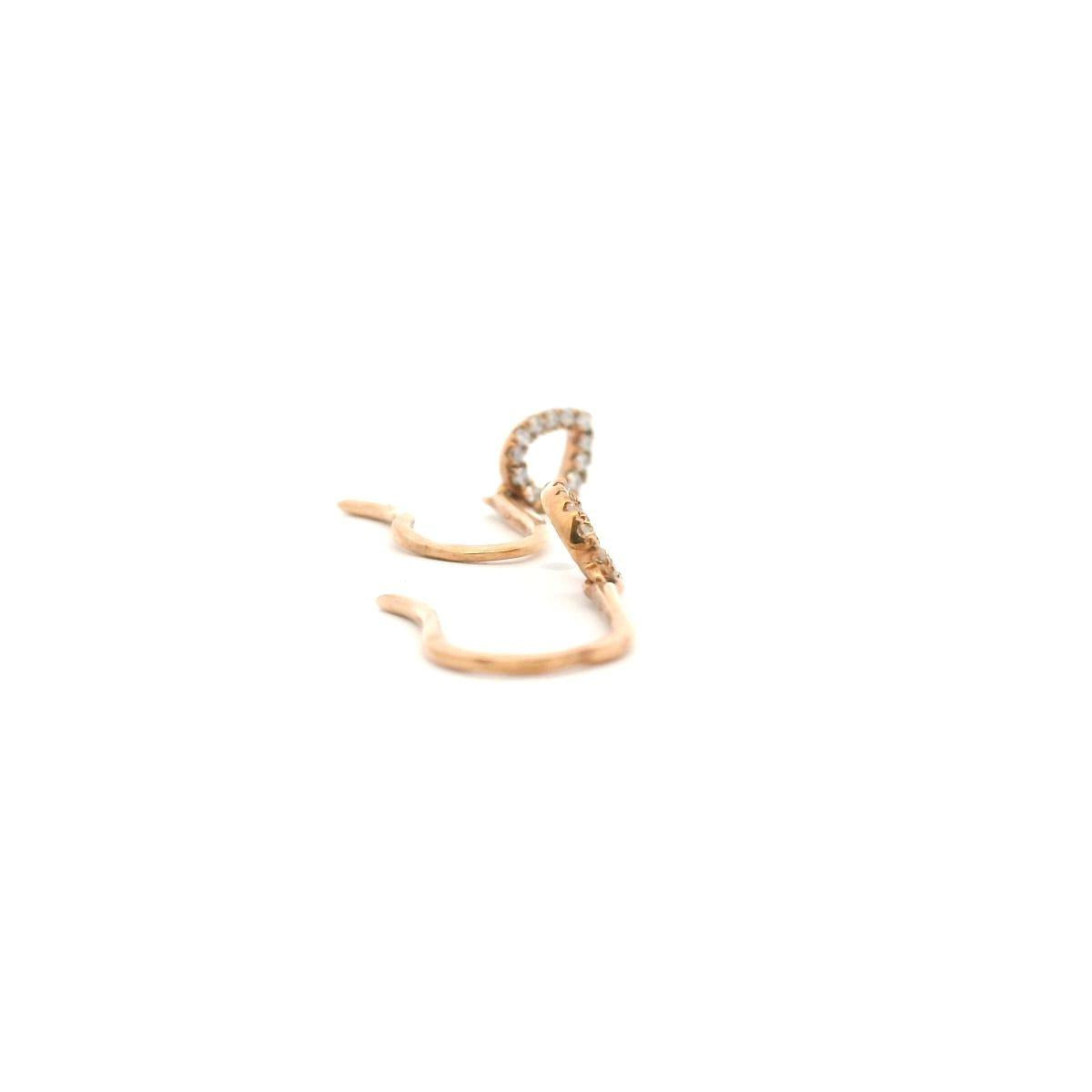 9ct Rose Gold 0.10ct Round Brilliant Diamond Hook Drop Earrings