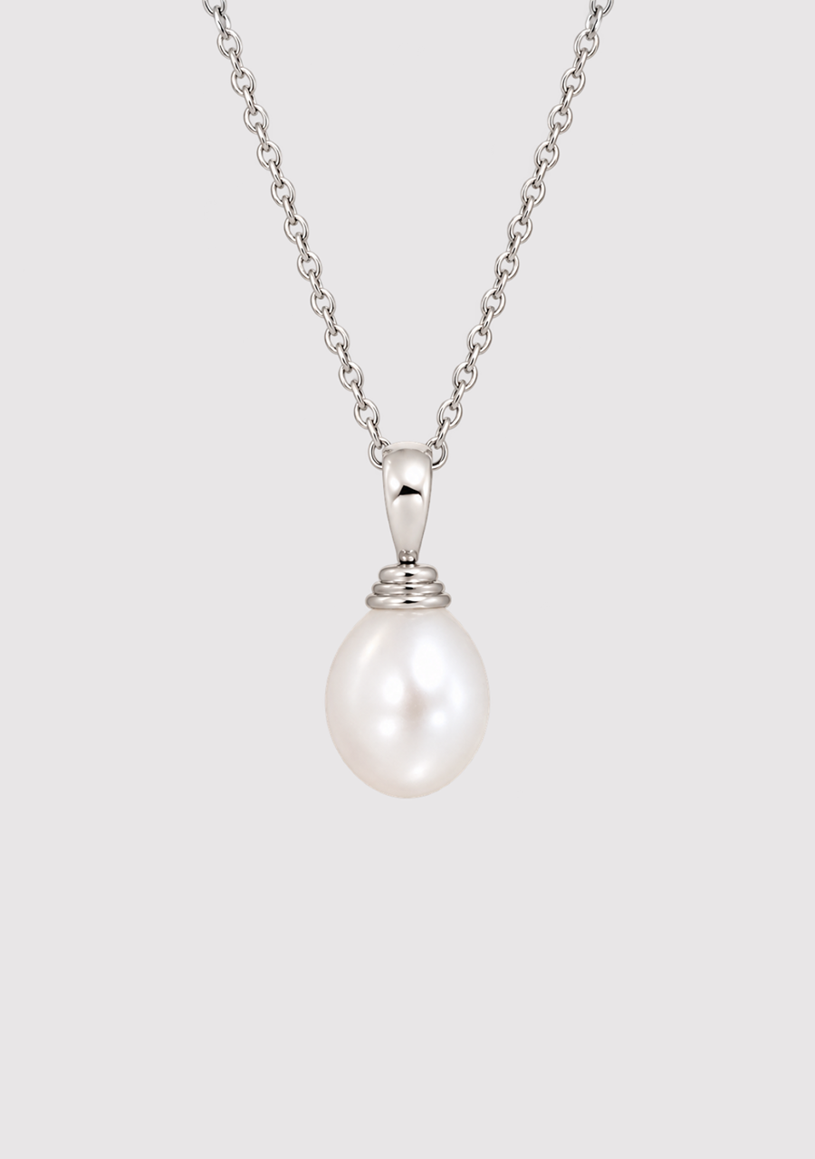 Sterling Silver 8.5-9mm Freshwater Pearl White Drop Pendant