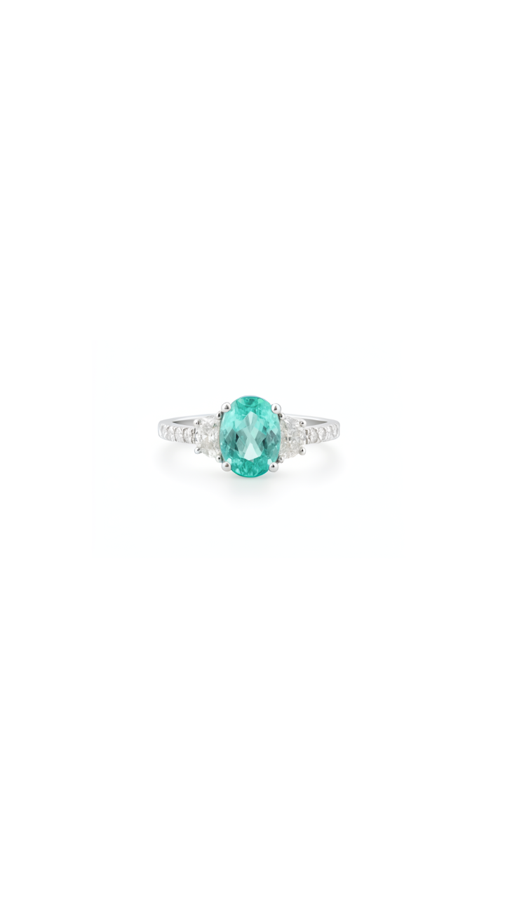 Paraiba Tourmaline & Diamond Ring in Platinum