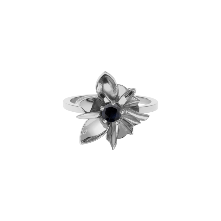Meadowlark Sterling Silver Midnight Sapphire Wildflower Ring