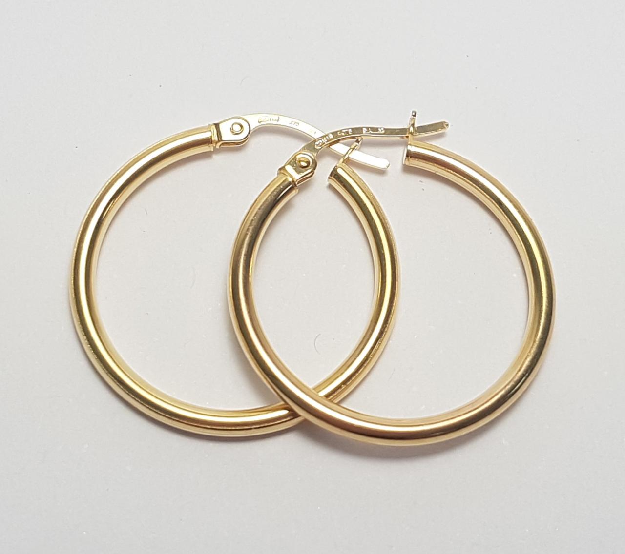 9ct Yellow Gold 20mm Tube Hoop Earrings