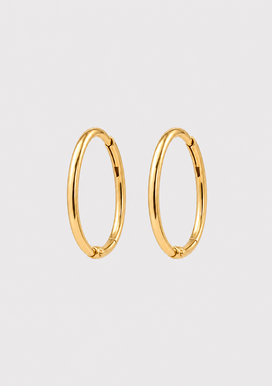 9ct Yellow Gold 16mm Plain Sleeper Earrings