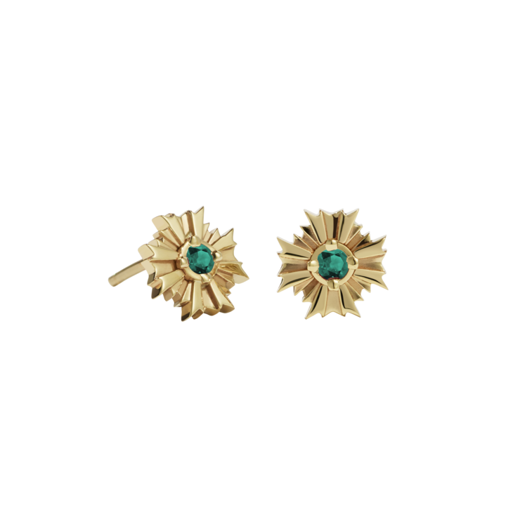 Meadowlark Gold Plated Emerald August Stud Earrings