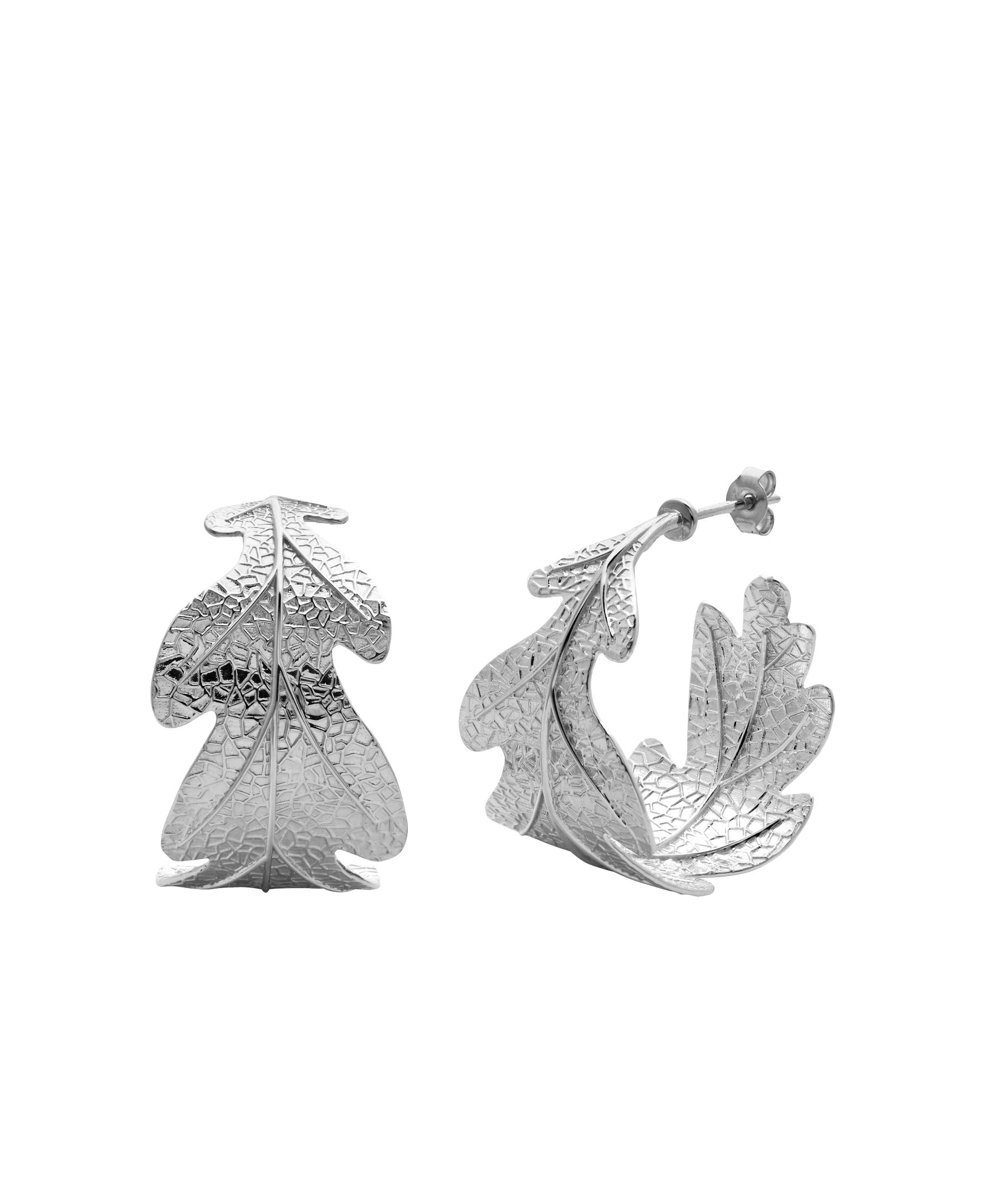 Karen Walker Sterling Silver Oak Leaf Half Hoop Earrings