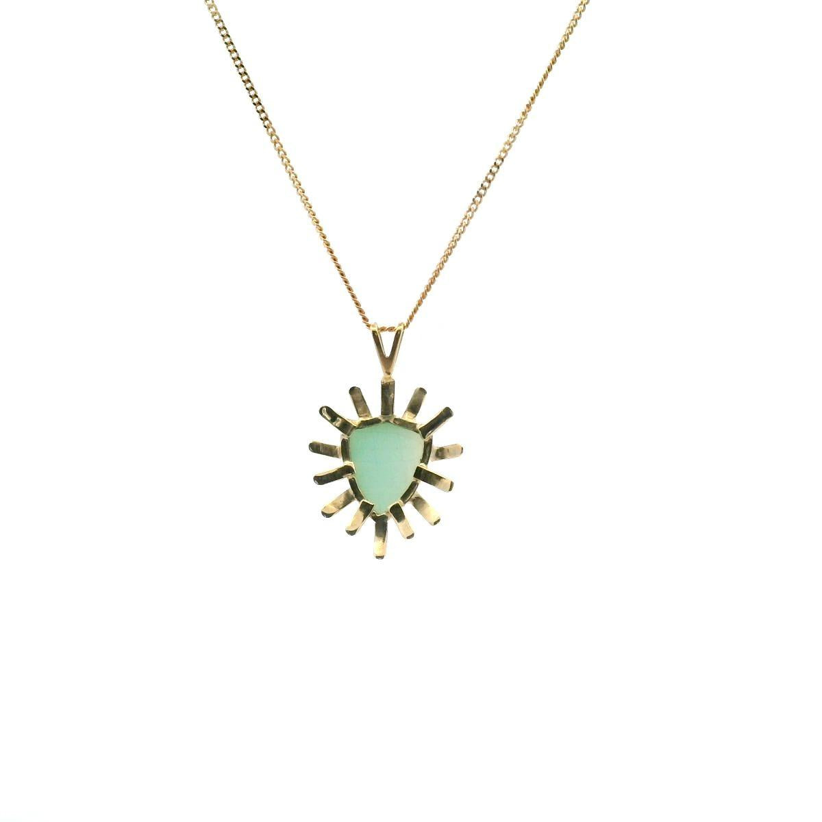Estate 14ct Yellow Gold Fancy Jade Bezel Set Pendant