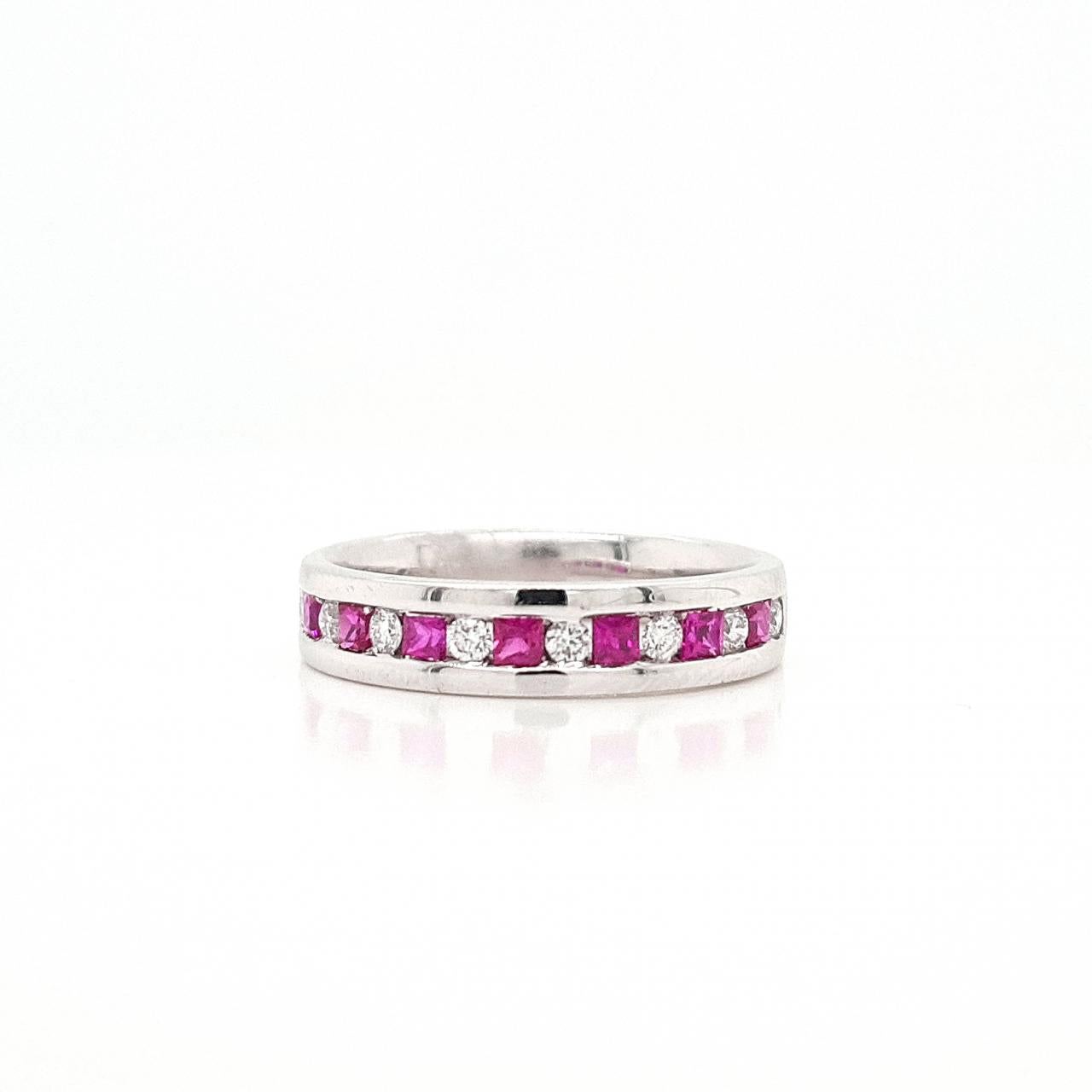 Ruby & Diamond 18ct White Gold Channel Set Band