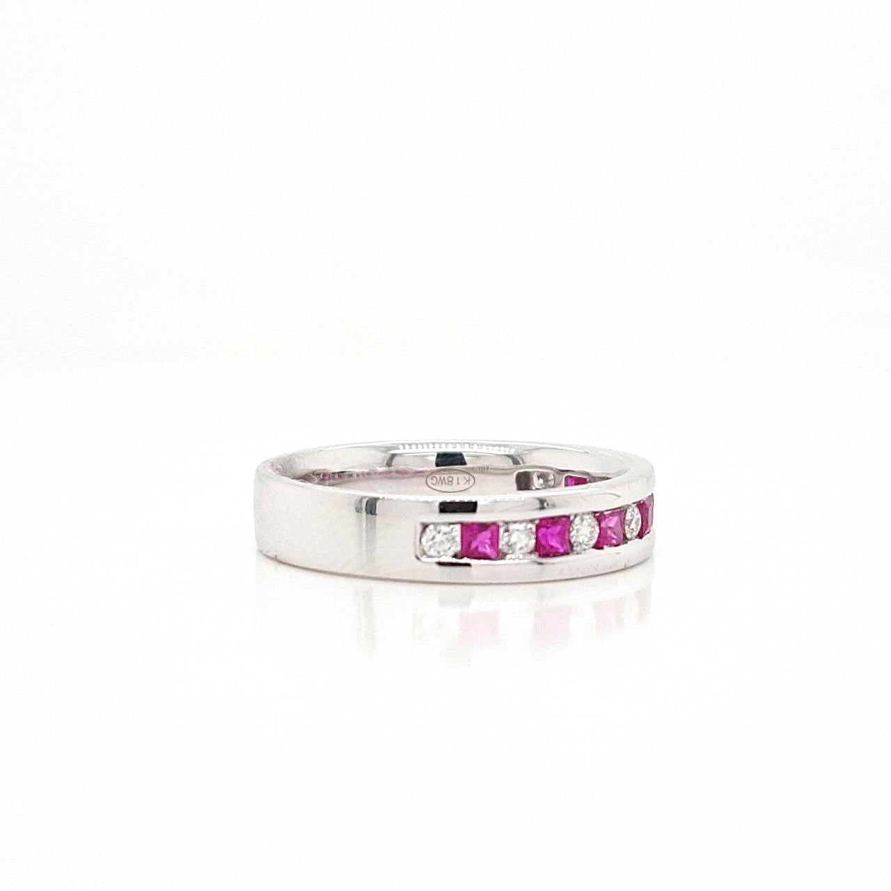 Ruby & Diamond 18ct White Gold Channel Set Band