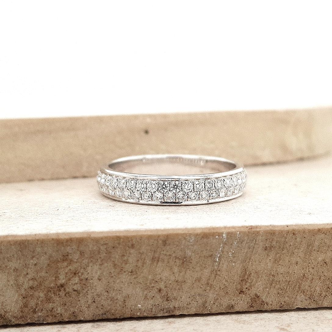 The Juliette Setting 18ct White Gold Diamond Double Row Bead Set Ring