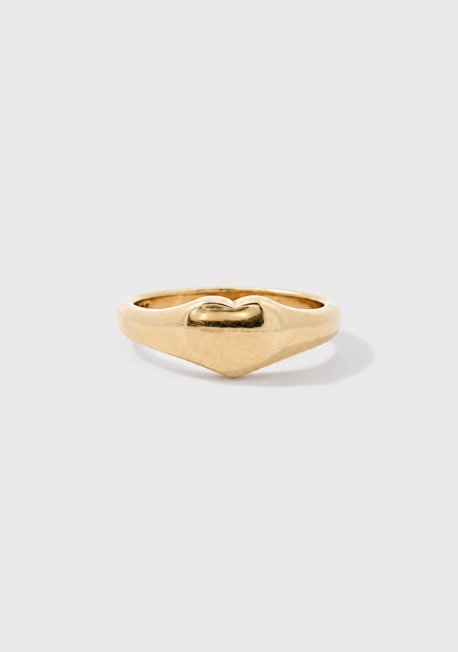 9ct Yellow Gold Heart Signet Style Ring