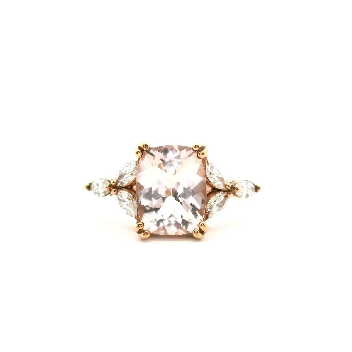 Morganite & Marquise Diamond 9k Rose Gold Ring