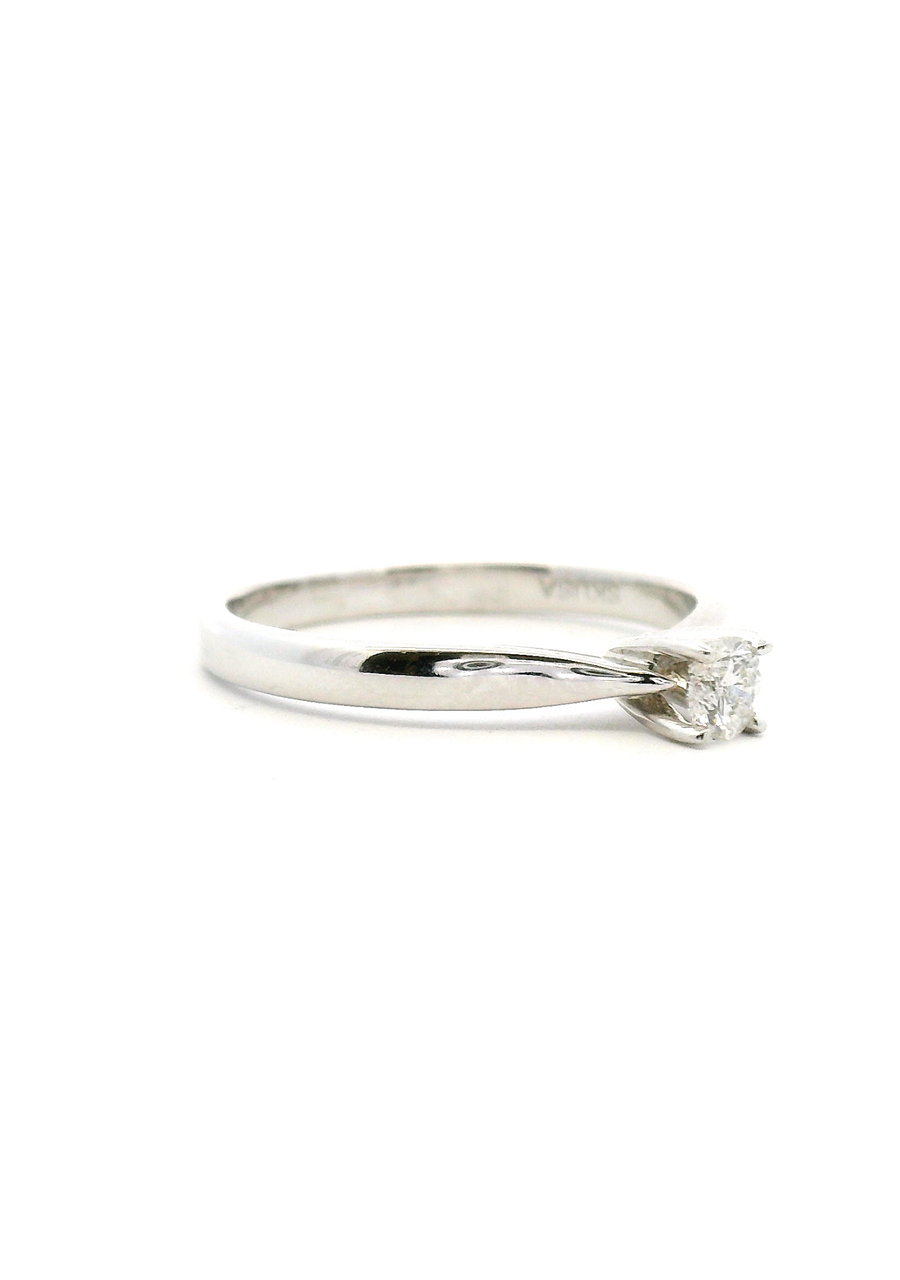 14ct White Gold Round Brilliant Claw Set Diamond Solitaire Ring