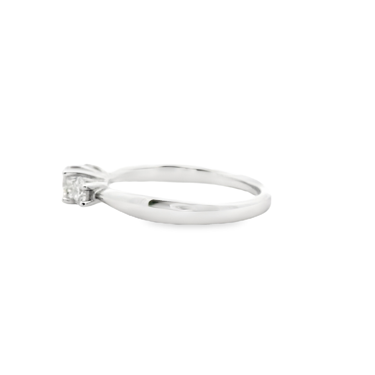 14ct White Gold 0.50ct Round Brilliant Claw Set Diamond Three Stone Ring