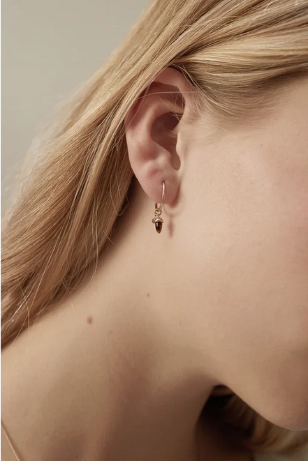 Karen Walker Sterling Silver Micro Acorn & Leaf Sleeper Earrings