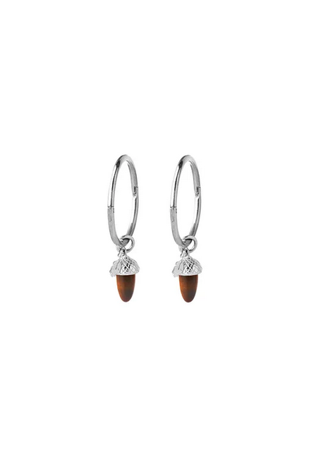 Karen Walker Sterling Silver Micro Acorn & Leaf Sleeper Earrings