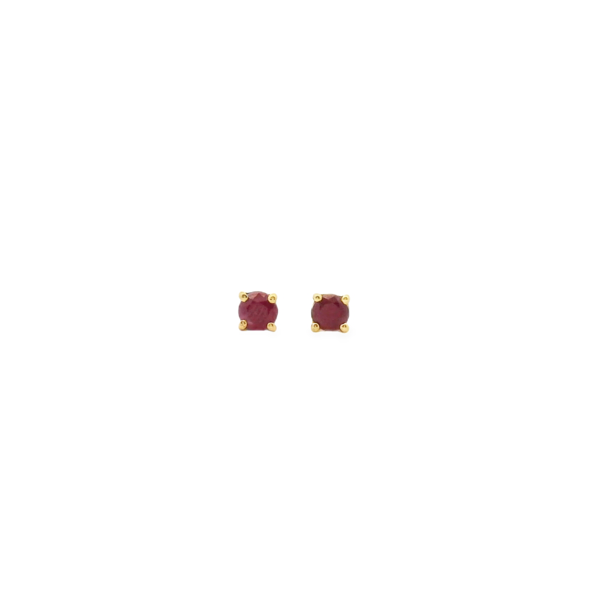 Ruby 9ct Yellow Gold 0.60ct Round Burmese Ruby Four Claw Stud Earrings