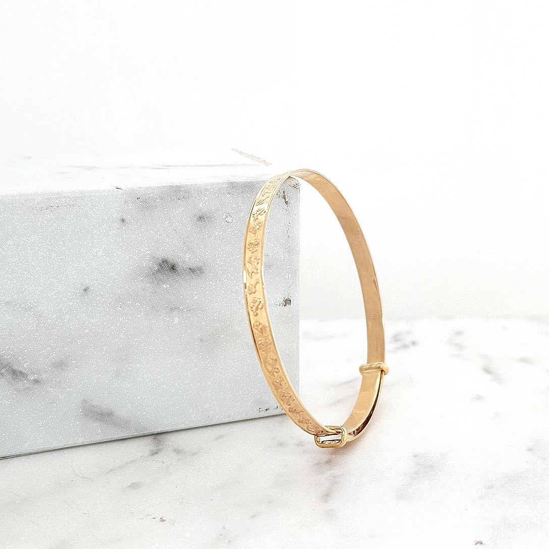 9ct Yellow Gold Engraved Baby Bangle