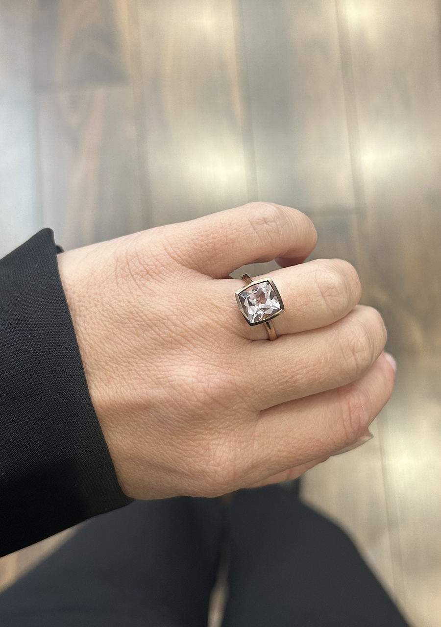 9ct Rose Gold Morganite Bezel Set Ring