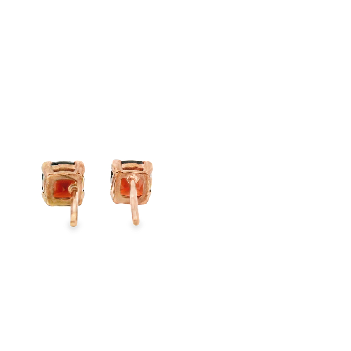 Garnet 9k Rose Gold Cushion Cut Stud Earrings