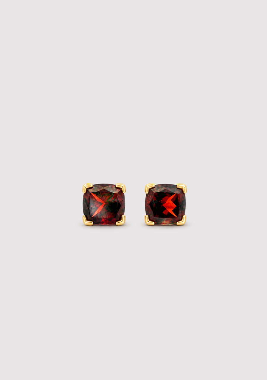 Garnet 9ct Rose Gold Cushion Cut Stud Earrings