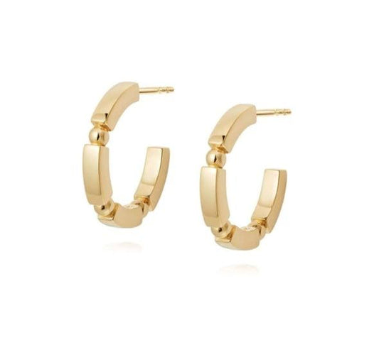 Daisy London Gold Plated 25mm Stacked Chunky Midi Hoop Earrings