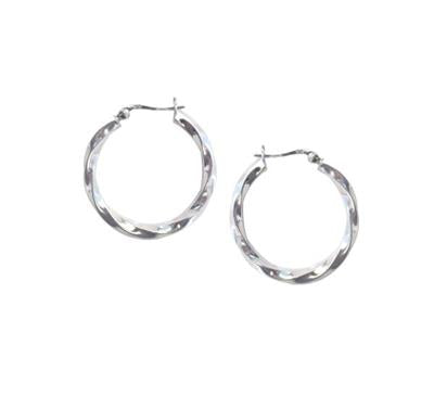 Sterling Silver Square Twist Hoop Earring
