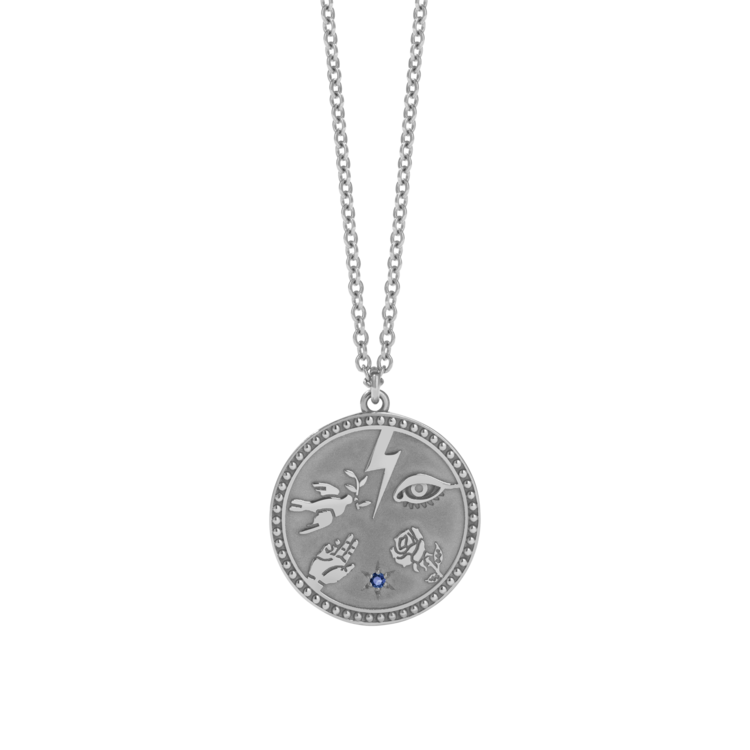 Meadowlark Sterling Silver Blue Sapphire Talisman Necklace