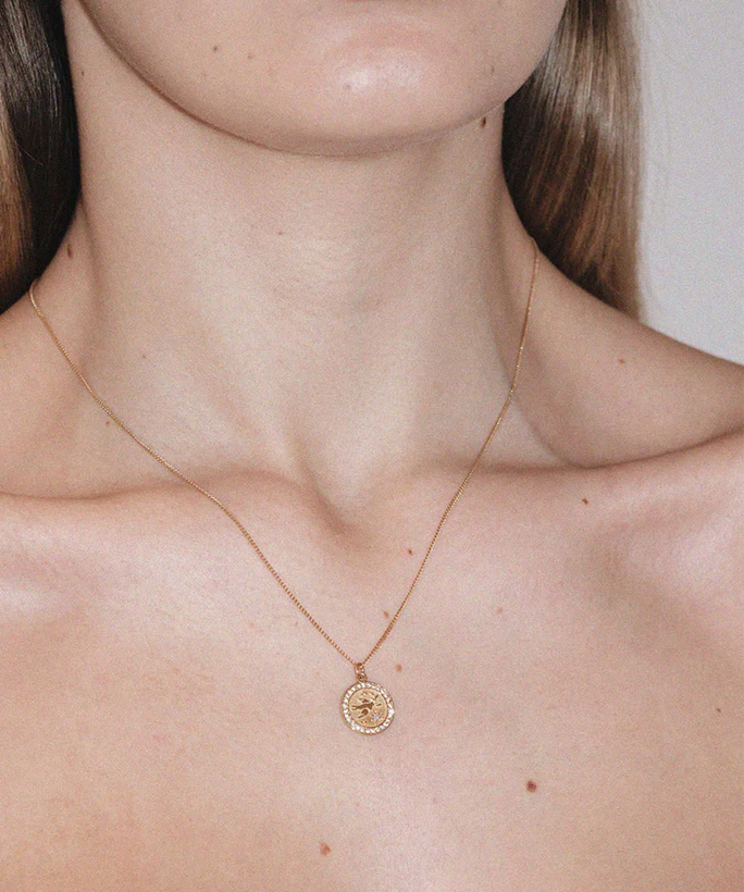 Meadowlark Gold Plated Green Sapphire Amulet Peace Necklace