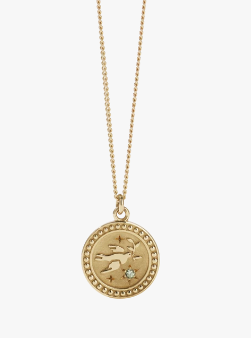 Meadowlark Gold Plated Green Sapphire Amulet Peace Necklace