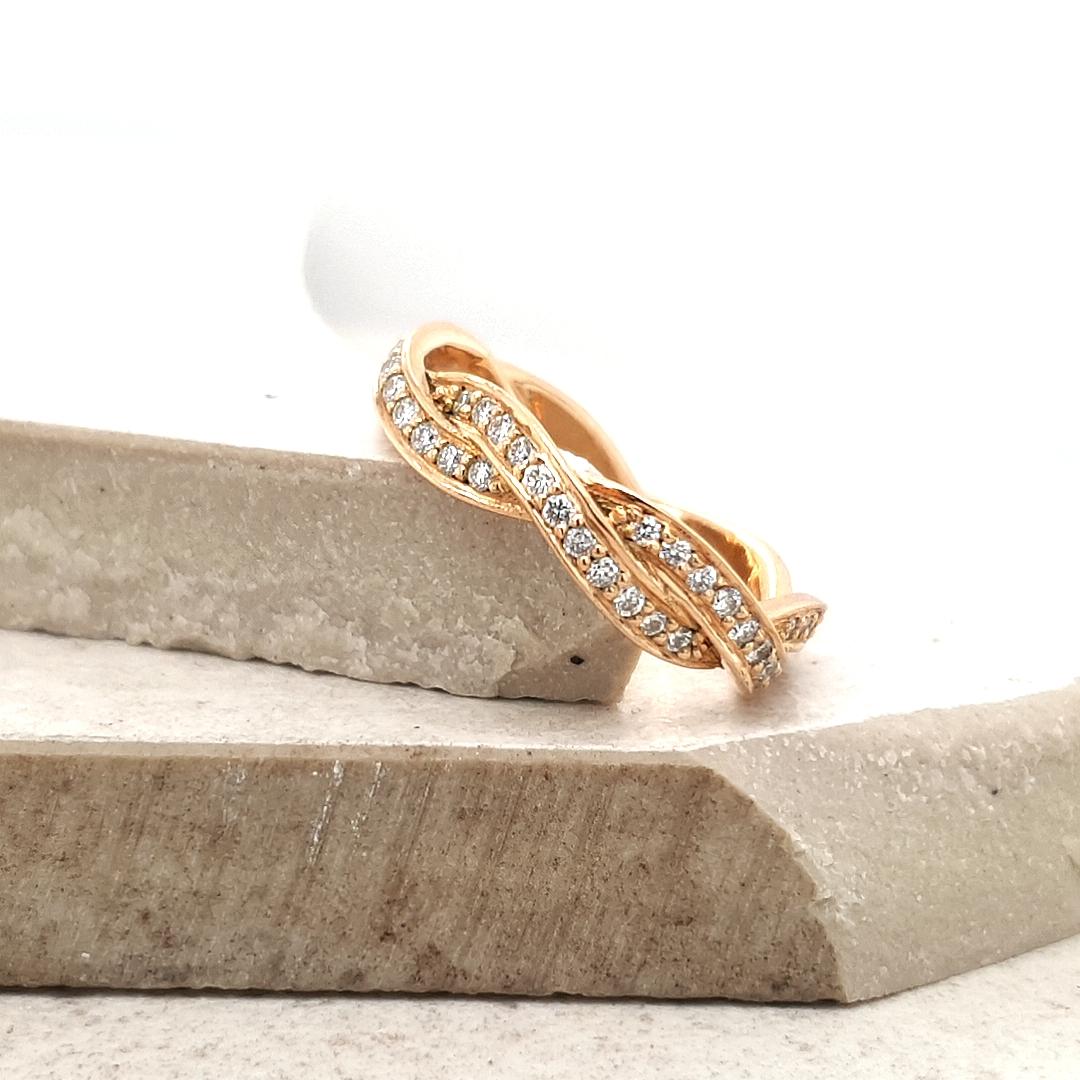 18ct Rose Gold Diamond Twist Style Wedding Band