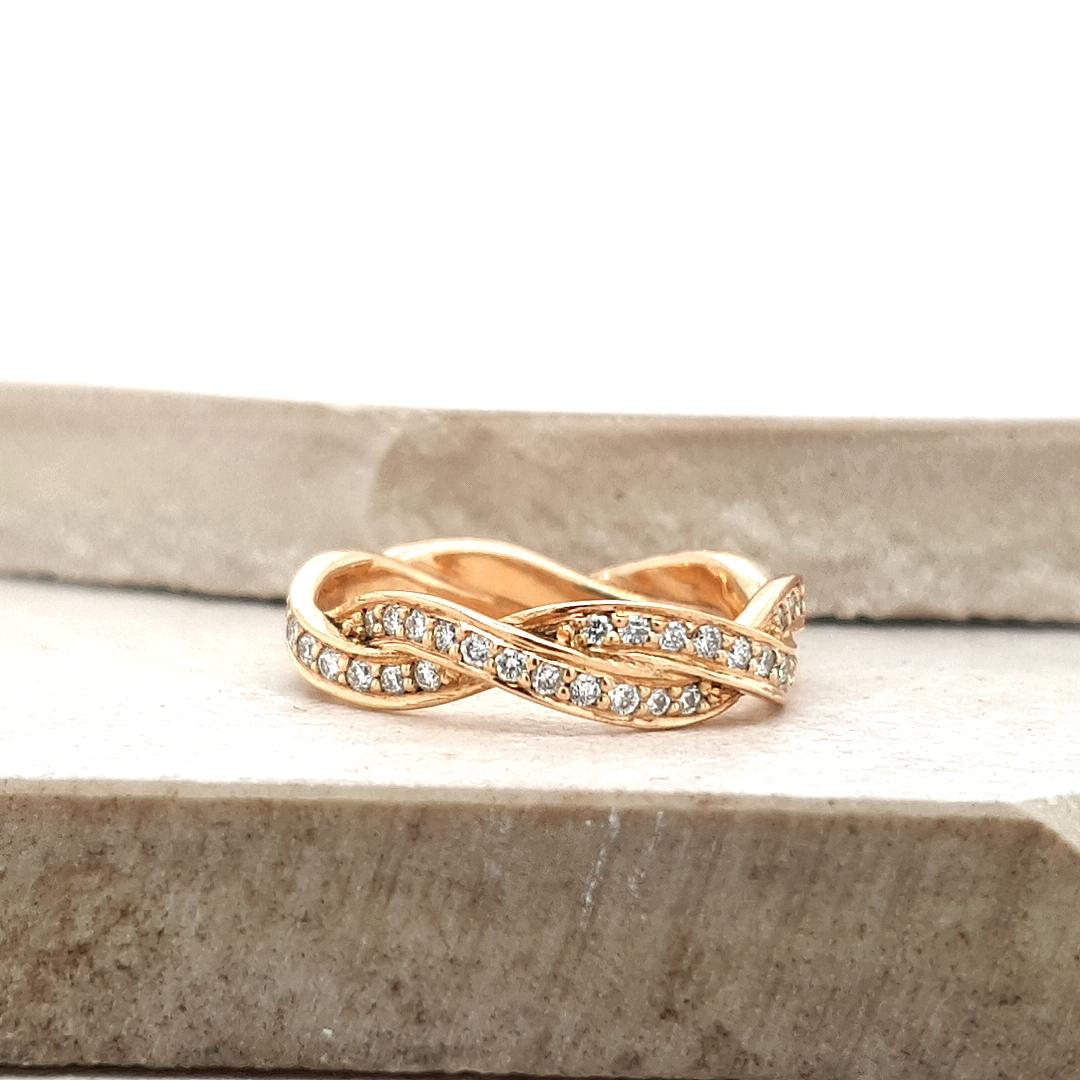 18ct Rose Gold Diamond Twist Style Wedding Band