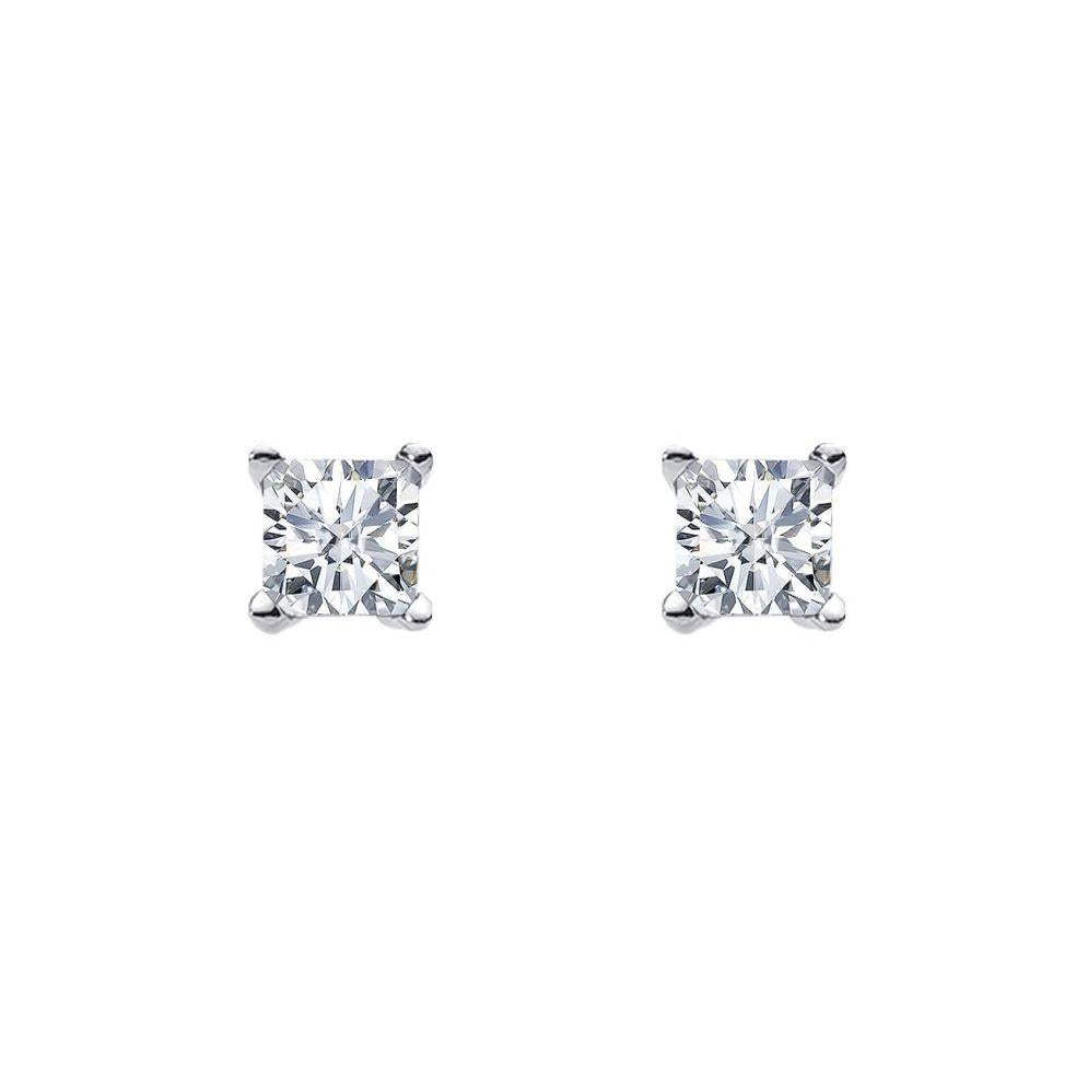 Ellani Silver 7mm CZ Princess Cut Studs