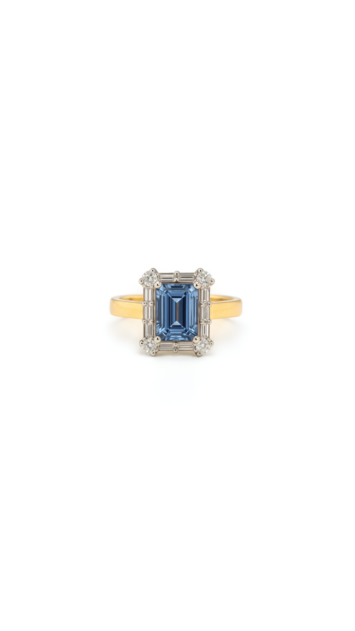 Sapphire & Diamond Cluster Ring in 18ct Yellow & White Gold