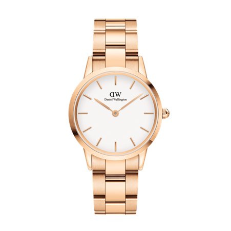 Daniel Wellington 32mm Rose Gold Plated Iconic Link Strap Watch with White Dial