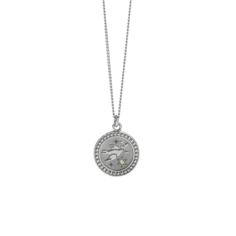 Meadowlark Sterling Silver Green Sapphire Peace Amulet Necklace
