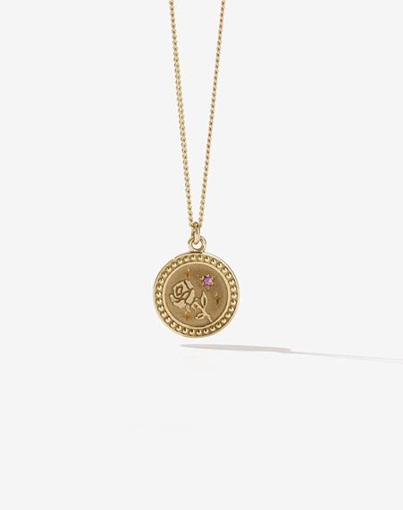 Meadowlark Gold Plated Pink Sapphire Love Amulet Necklace
