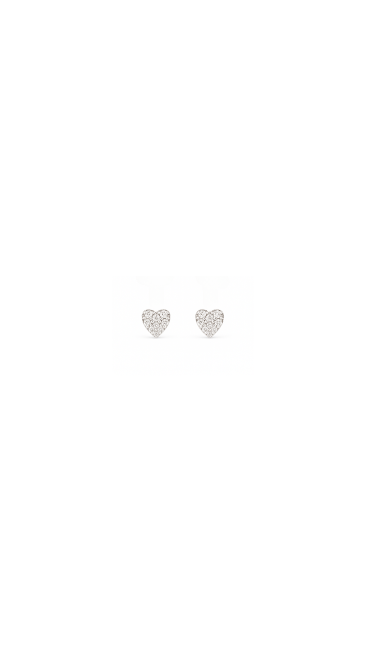 Pavè Heart Diamond Stud Earrings in 9ct White Gold