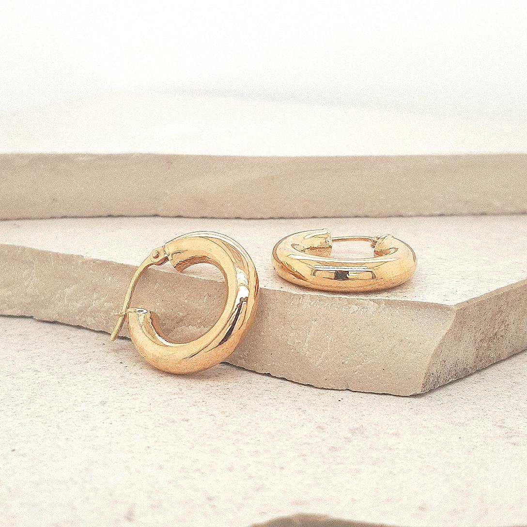 9ct Yellow Gold 4mm x 10mm Plain Tube Hoop Earrings